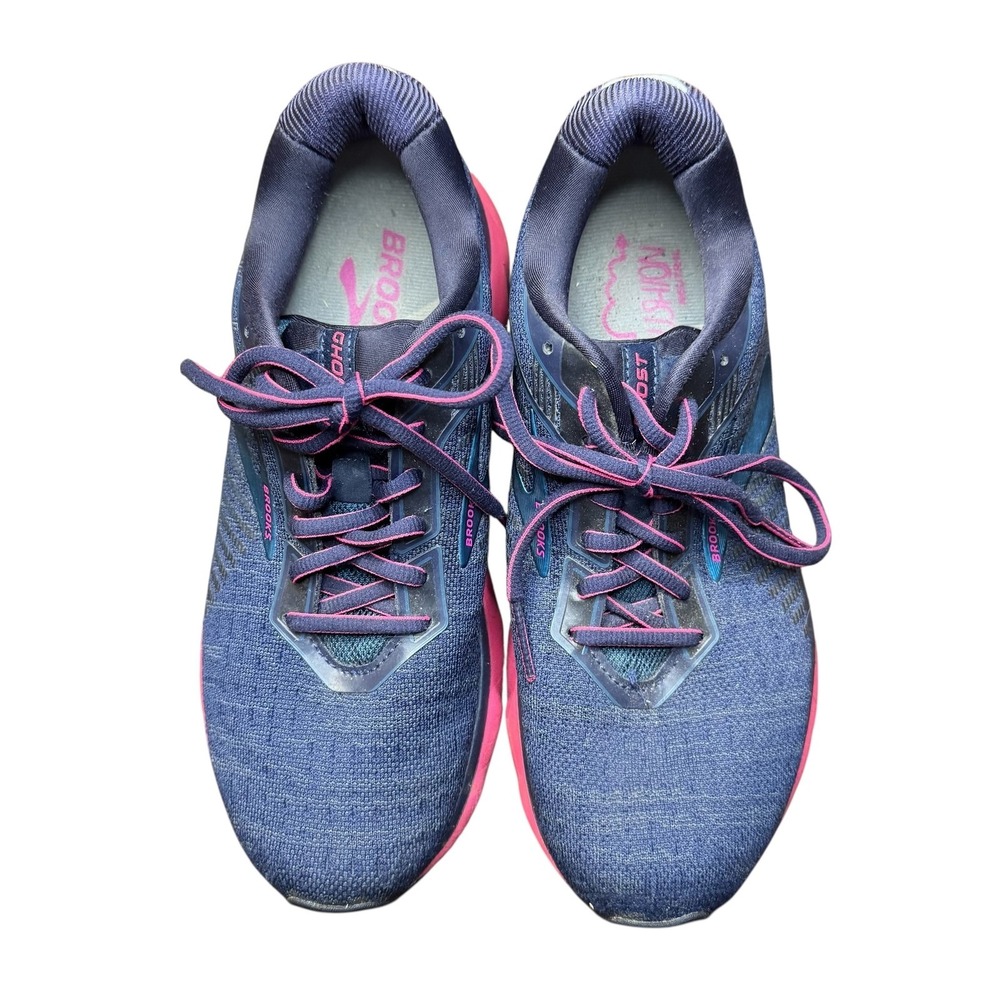Brooks Ghost 12 Shoes Womens Size 8.5B Blue Pink Running Athletic Sneakers